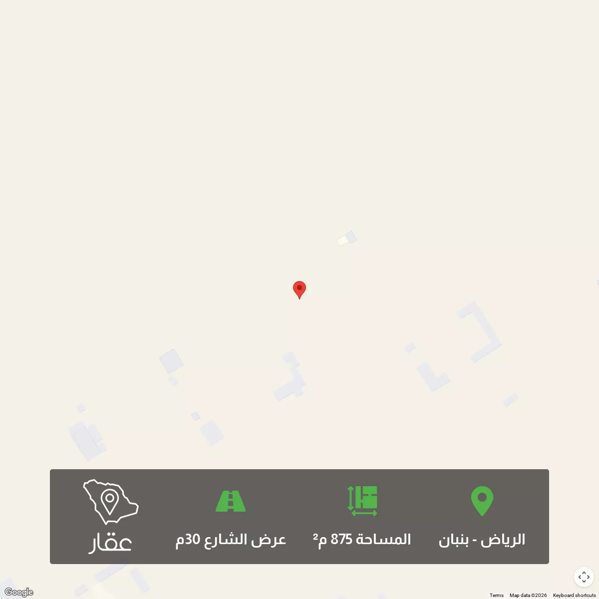 أرض 875 م² في بنبان