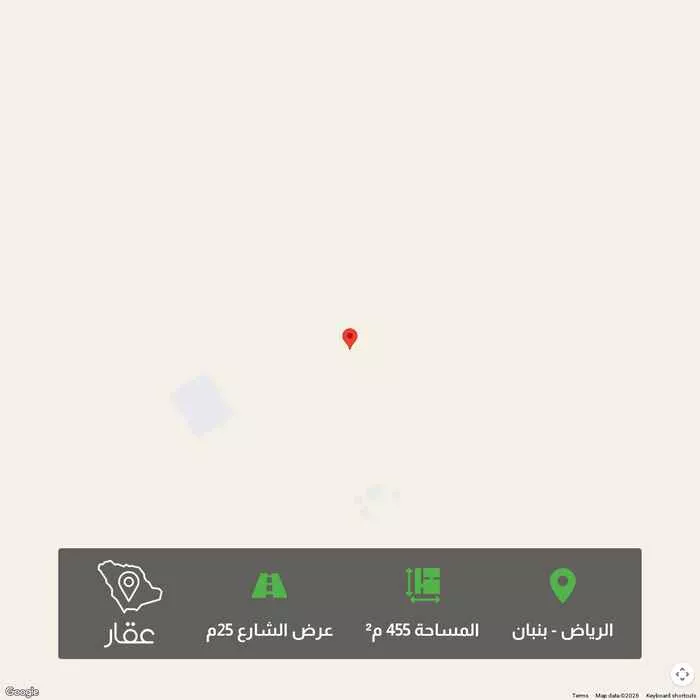 أرض 455 م² في بنبان 1