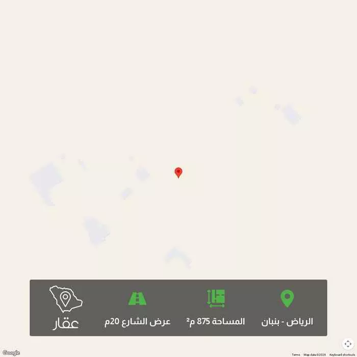 أرض 875 م² في بنبان