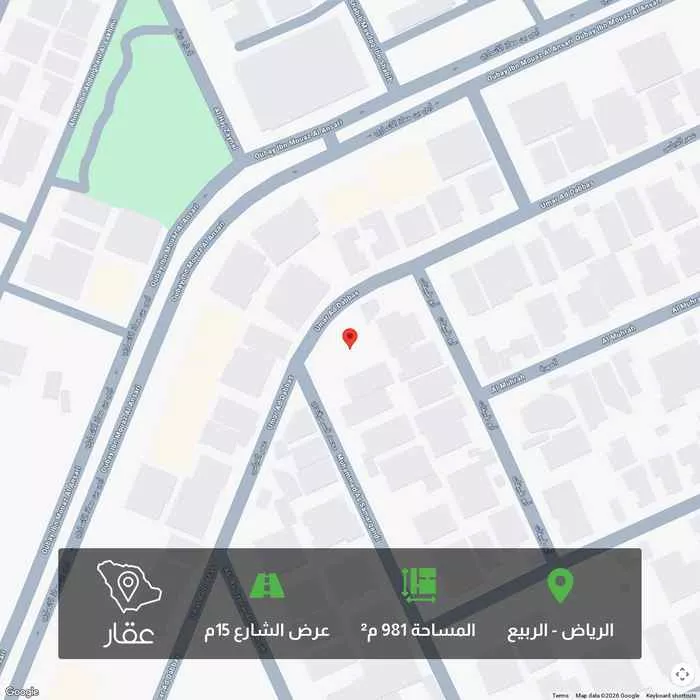 أرض 981 م² في الربيع