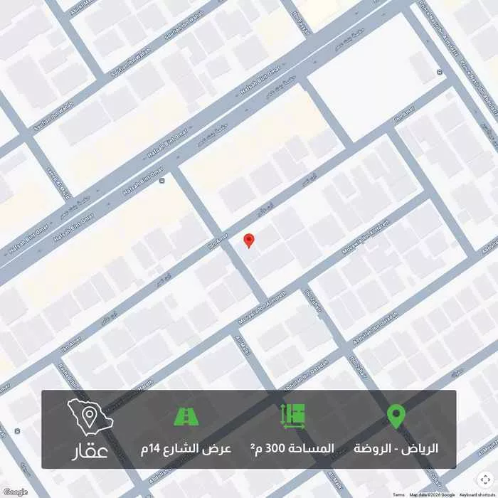 أرض 300 م² في الروضة