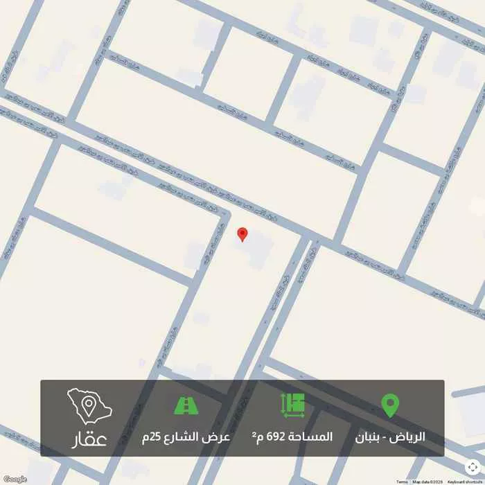 أرض 692 م² في بنبان 1