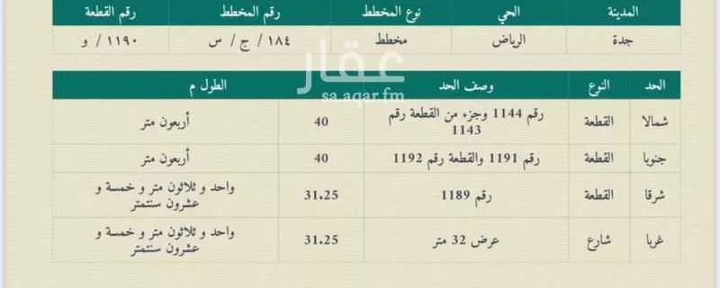 أرض 1250 م² في جدة 1