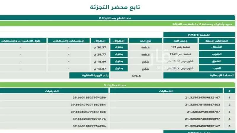 أرض 496 م² في الملك فهد