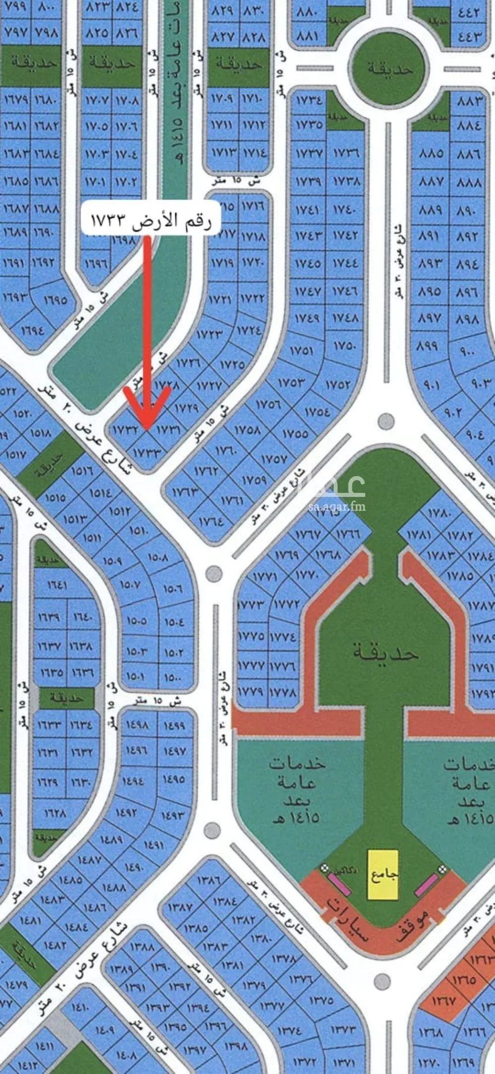 أرض 593 م² في الياقوت 1