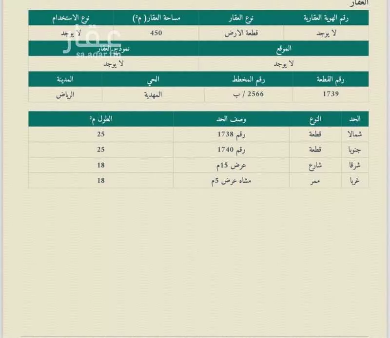 أرض 450 م² في المهدية 4