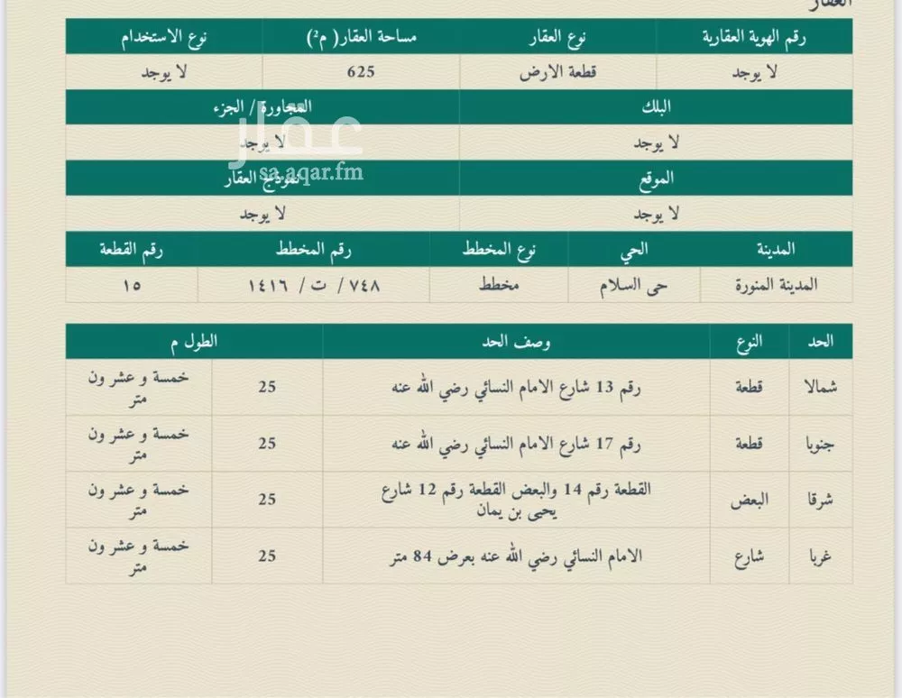 أرض 625 م² في قلعة مخيط