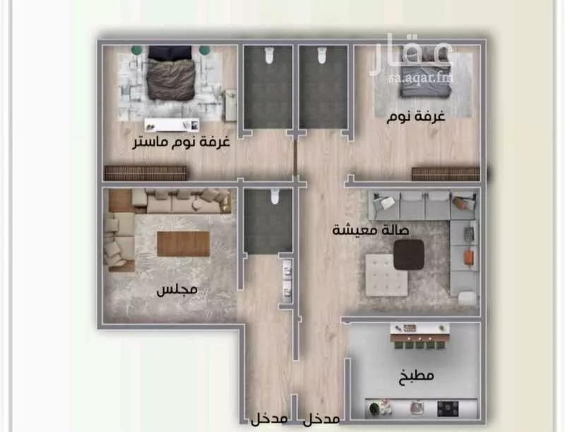 شقة 3 غرف في النزهة 4