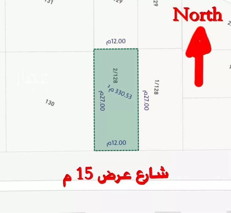 أرض 330 م² في الملك عبدالله 2