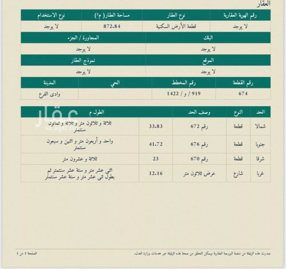 أرض 872 م² في الجصة 1