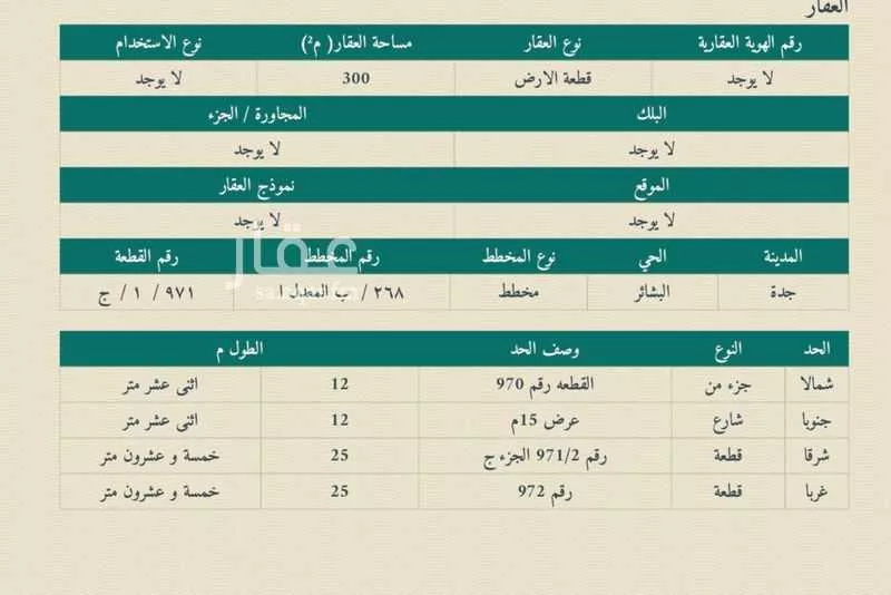 أرض 300 م² في البشائر