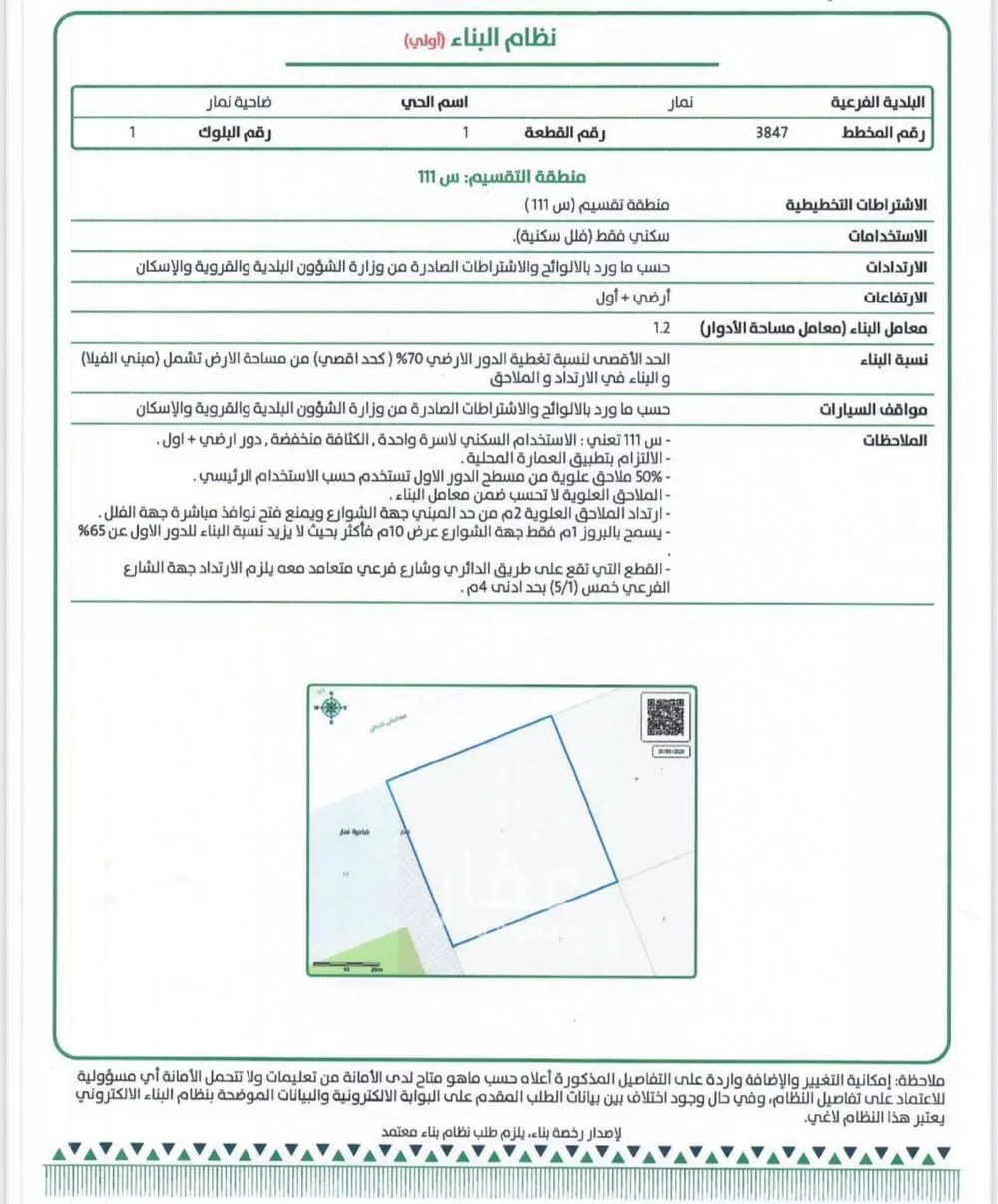 2500 sqm land in Dahiat Namar 5