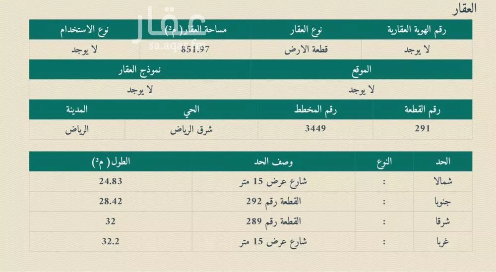 أرض 851 م² في الشرق 3