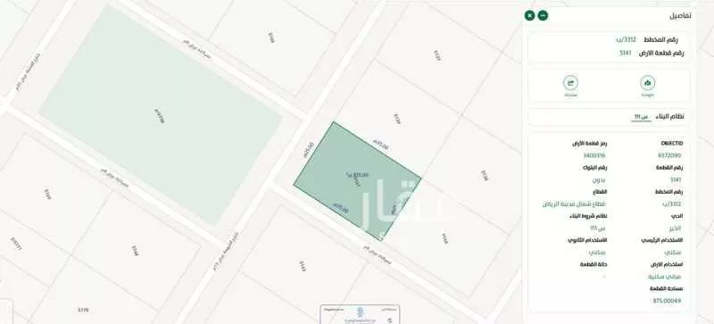أرض 875 م² في بنبان 2