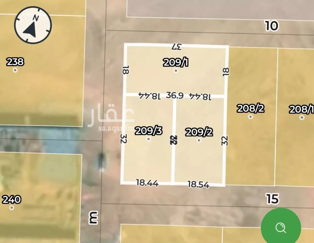 أرض 1850 م² في الشرق 3