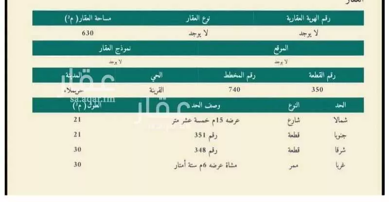 أرض 630 م² في بنبان 4