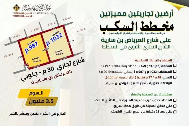 أرض 1032 م² في السكب 2