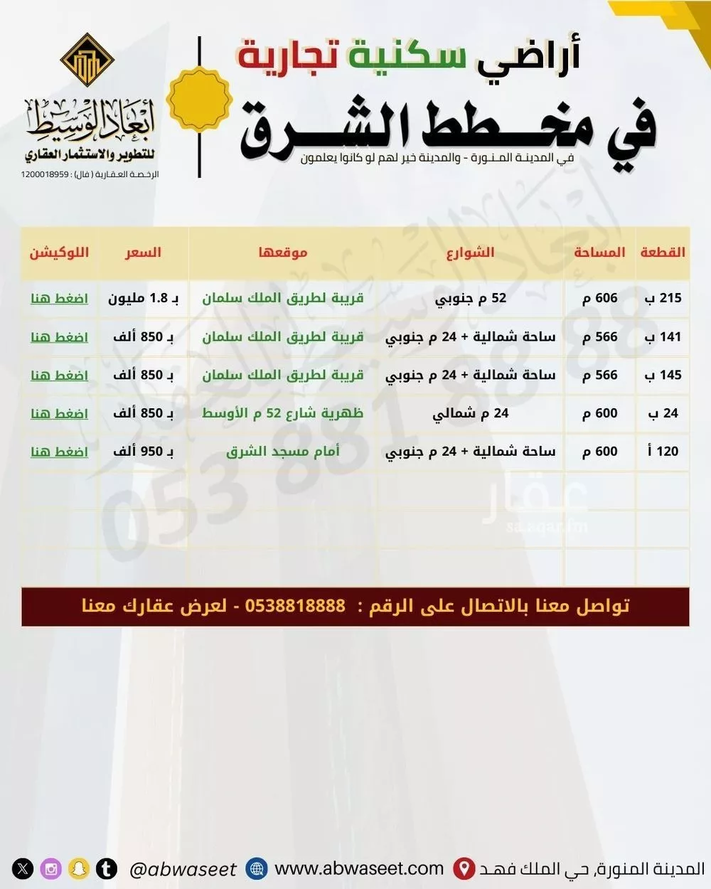 أرض 606 م² في الملك فهد 3