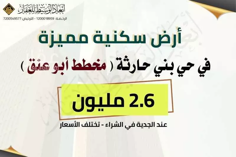 أرض 647 م² في بني حارثة 1