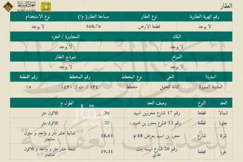 أرض 568 م² في النقس 1