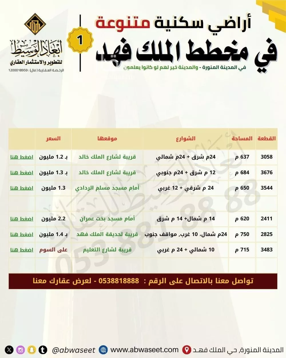 أرض 681 م² في الملك فهد 2