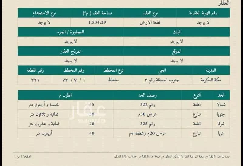 أرض 1534 م² في الكعكية 2