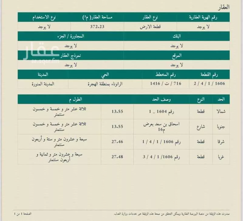 أرض 403 م² في الرانوناء 5