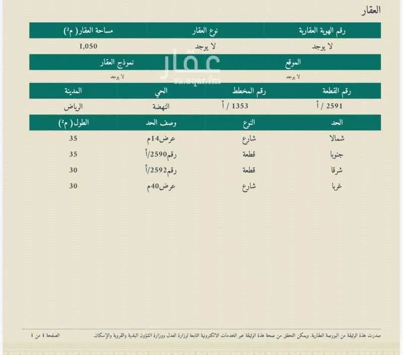 أرض 1800 م² في النهضة 2