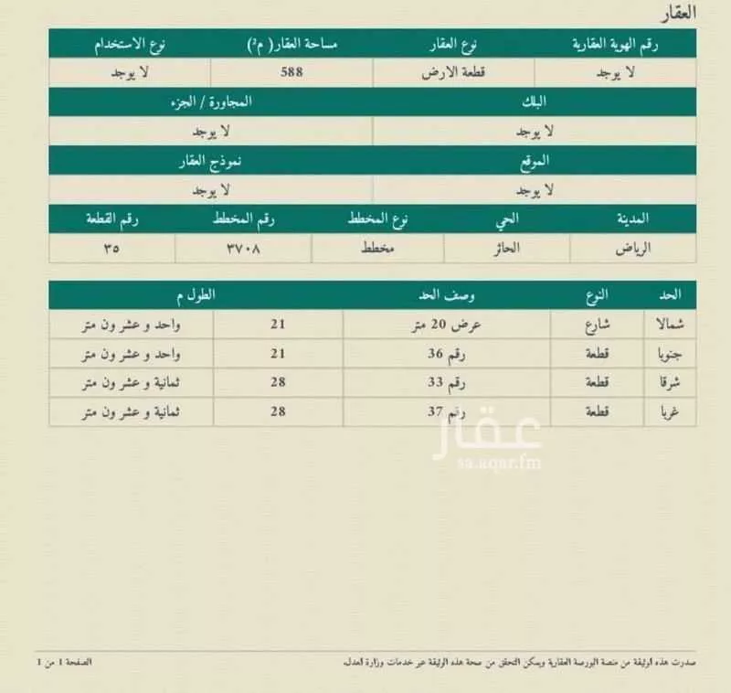 588 sqm land in Al Haeer 2