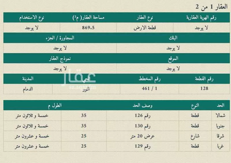 أرض 2079 م² في النور 3