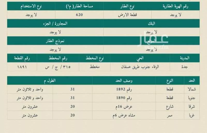 أرض 620 م² في الفروسية 2