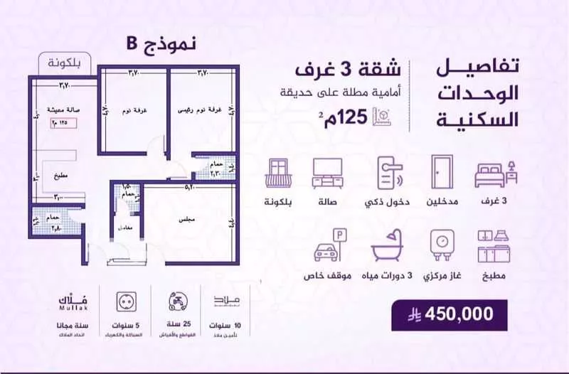 شقة 3 غرف في الفيحاء 3