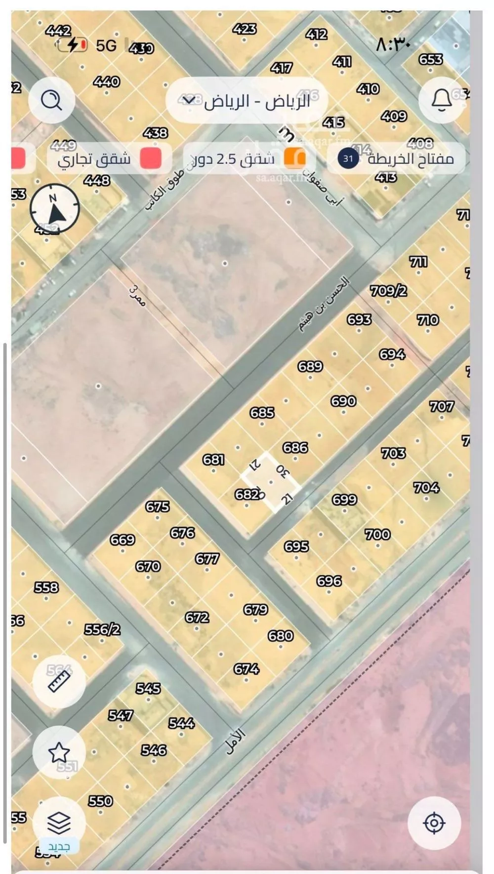 أرض 630 م² في البرية 3