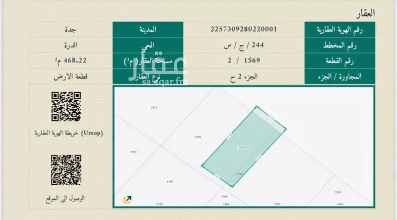 468 sqm land in Az Zomorod