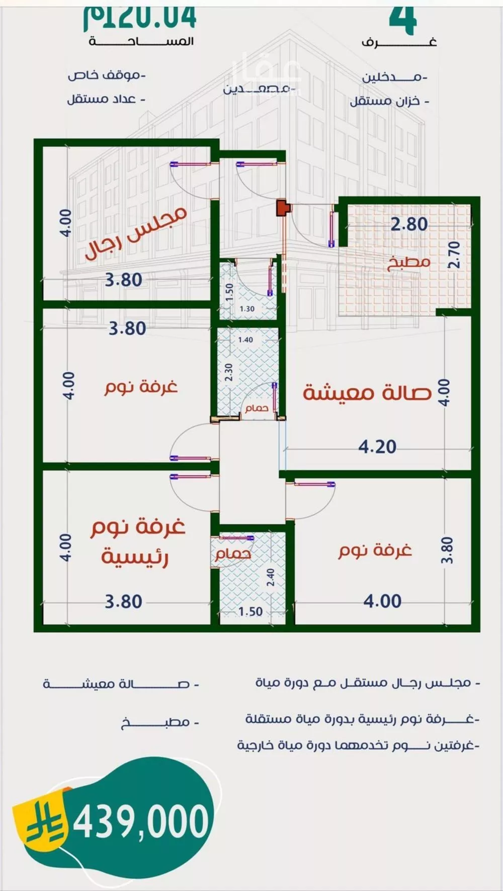 شقة 3 غرف في الربوة 2