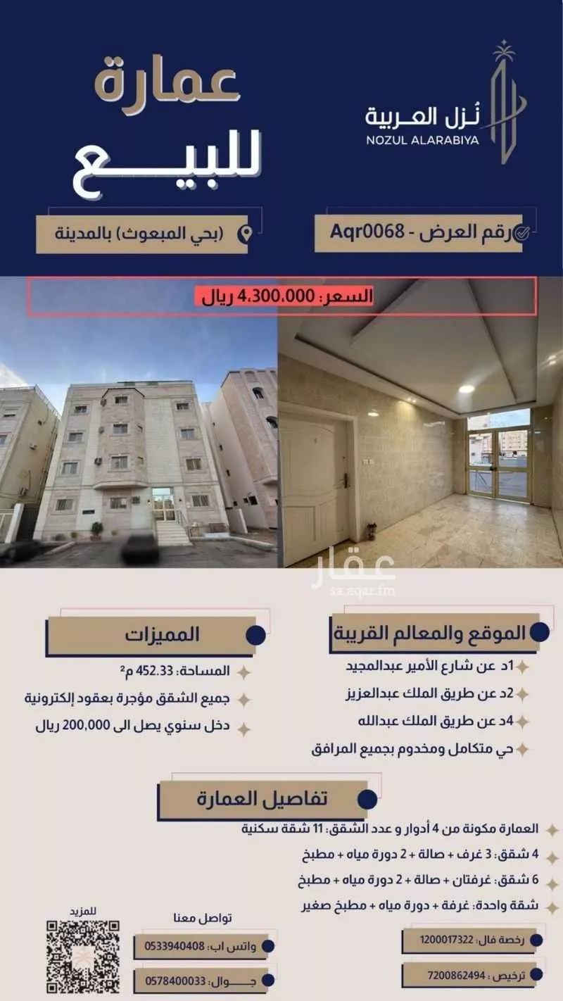 عمارة 452 م² في الاسكان 1