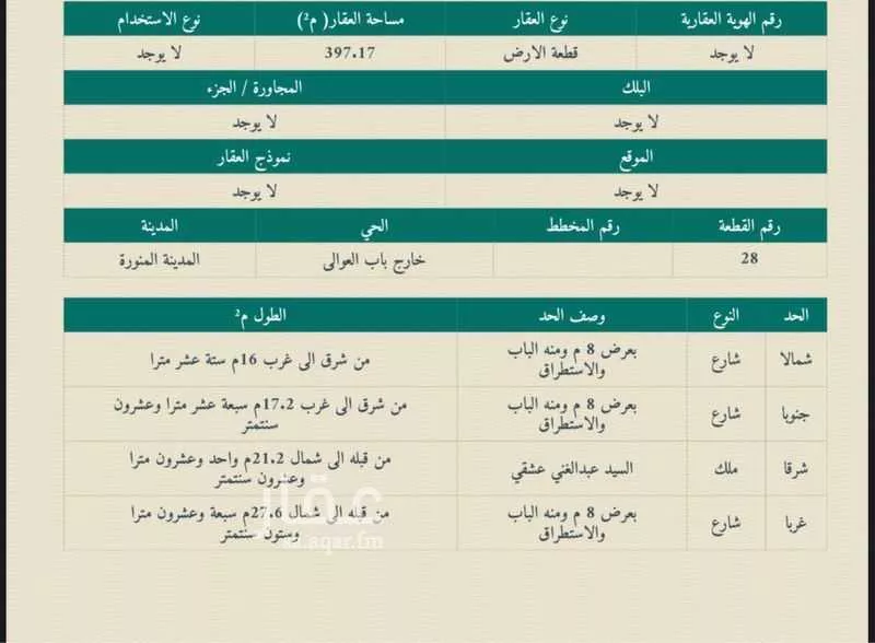 أرض 397 م² في بني ظفر 1
