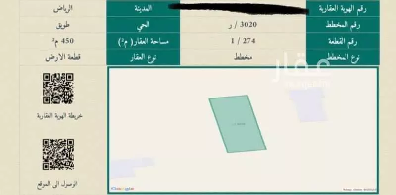 أرض 450 م² في طويق 2