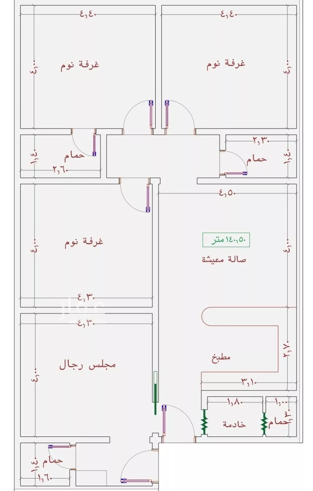 شقة 4 غرف في الجامعة