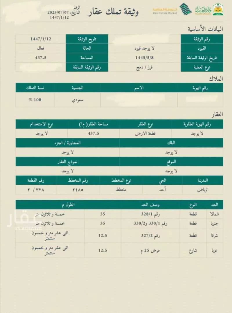 437 sqm land in Uhud 2