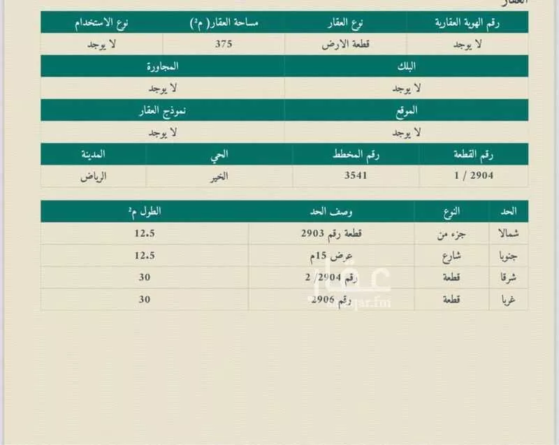 أرض 375 م² في بنبان 2