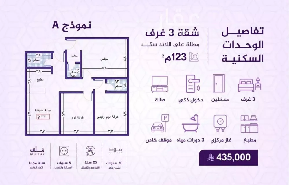 شقة 3 غرف في الفيحاء 2