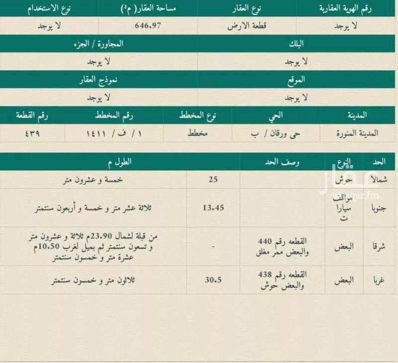 أرض 646 م² في ورقان