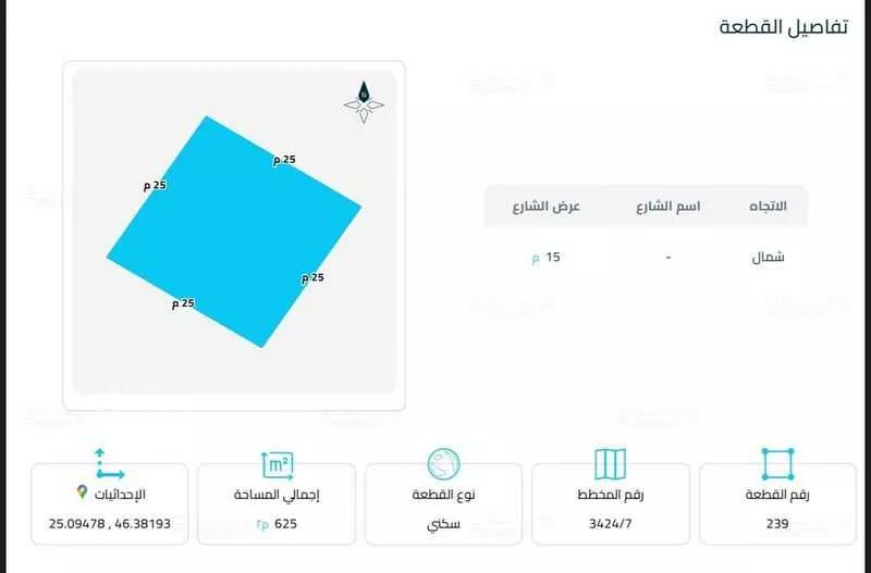 أرض 625 م² في بنبان 2
