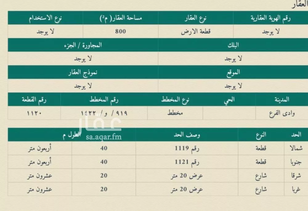 أرض 800 م² في الجصة 2