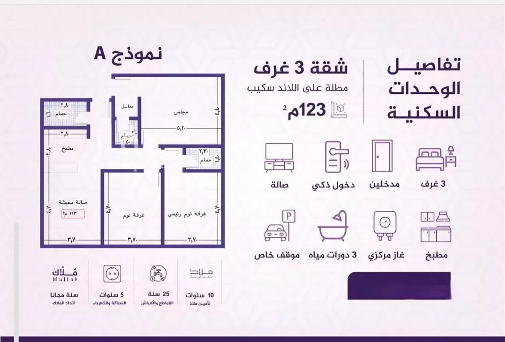 شقة 3 غرف في الفيحاء 5