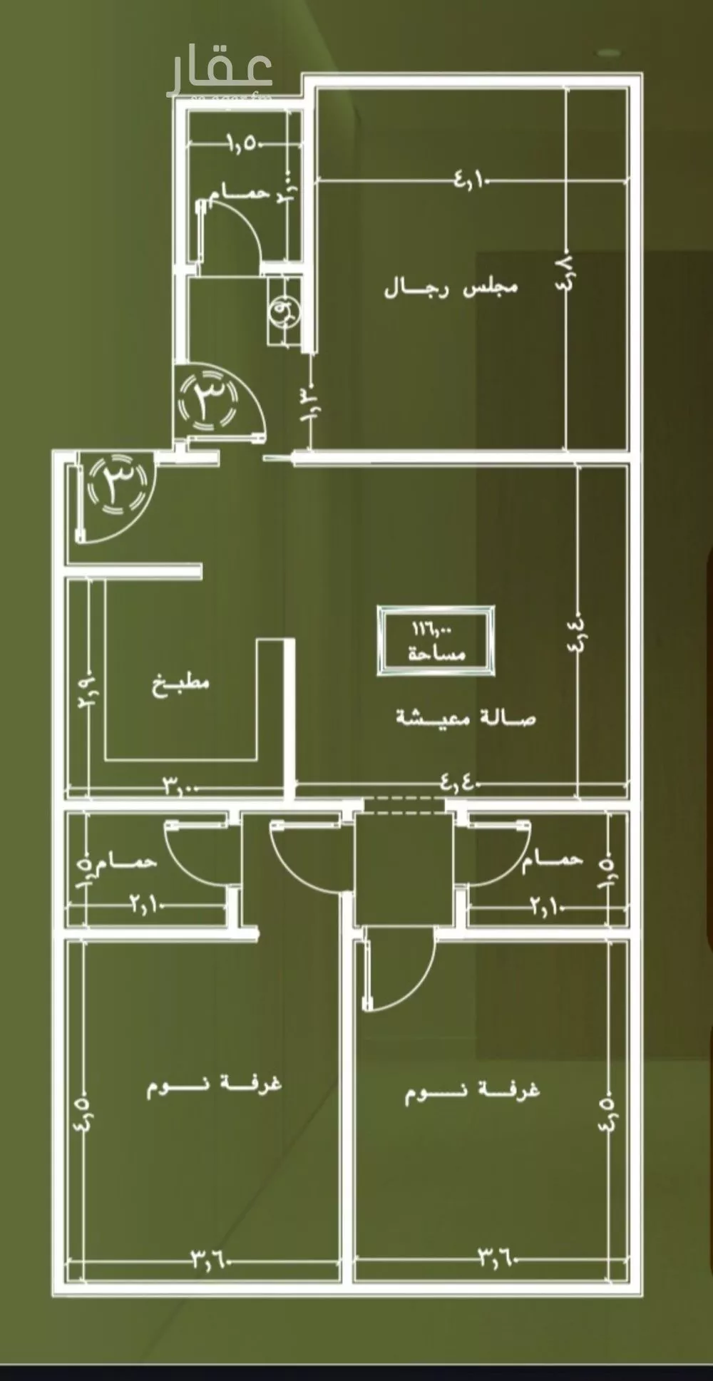 شقة 3 غرف في النزهة 2