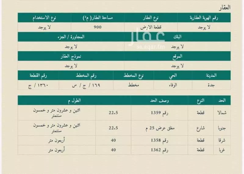 أرض 900 م² في الفروسية