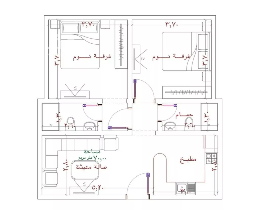 شقة 2 غرف في الربوة