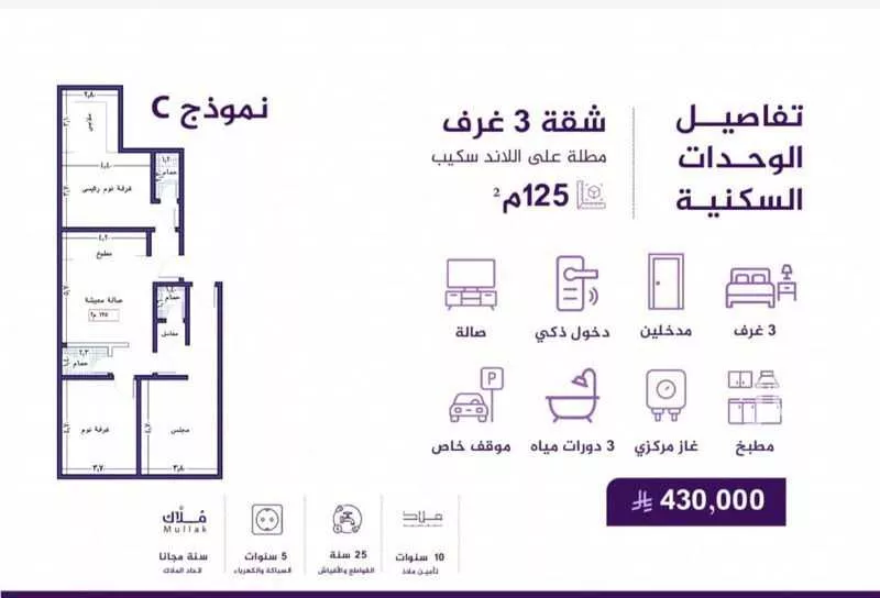 شقة 3 غرف في الفيحاء 2